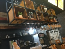 loft Industrial Wind iron wall cabinet bar decoration hanging cabinet restaurant hanging wine cabinet solid wood cabinet shelf Wall