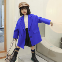  Double-sided cashmere coat boys and girls 2020 autumn and winter new Korean foreign style woolen coat childrens woolen coat