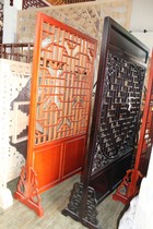 Partition porch screen antique doors and windows ceiling solid wood grid TV background wall grid size can be customized