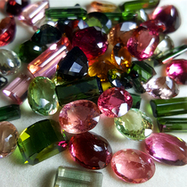 Natural color gems candy colored tourmaline bare stone live room display goods simple shot