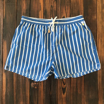 Beach pants mens beach swimming trunks striped shorts Three-point pants with lining sports running fitness pants