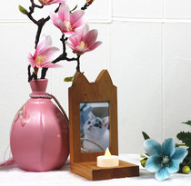 Customized solid wood pet commemorative Candlestick free lettering cat dog memorial supplies memories memorial tombstone