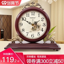 Double-sided time clock clock desk clock living room seat silent solid wood modern simple creative bedroom large