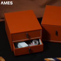 AMES drawer storage cabinet Cloakroom desktop storage box leather household underwear socks storage box customization