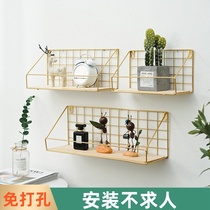 Simple shelf dormitory artifact bedside storage rack toilet wall partition bathroom hanging basket easy to install
