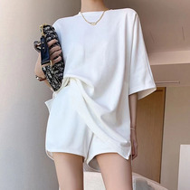 Casual Sports Suit Womens Summer Style 2022 New White T-Shirt Shorts Fashion Minus-Age Loose two sets