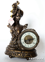 Bronze cast Lady clock) mechanical clock) classical antique Western home decoration) old-fashioned winding imitation antique clock