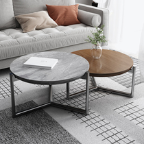 Jessie minimalist coffee table combination rock slab marble surface stainless steel shelf