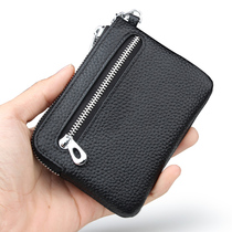 Mini Zero Wallet Men Genuine Leather Ultra Slim Key Bag Woman Type Small Wallet Card Bag Driving License Leather Jacket Zip Sleeve