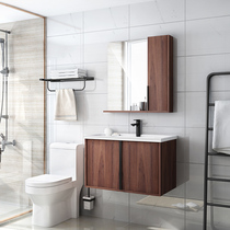 Heart Sea Galan bathroom Nordic solid wood bathroom cabinet simple wash hands wash face wash basin hanging wall is cabinet