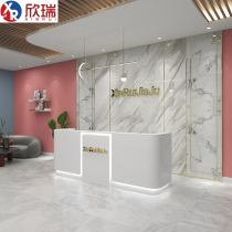 Curved modern stainless steel bar counter Cashier Clothing store beauty salon bar Company hotel light luxury reception front desk