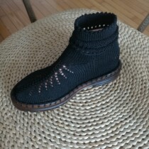 Womens shoes new autumn shoes Martin boots niche pure hand-woven soft-soled short boots middle heel heeled shoes custom-made
