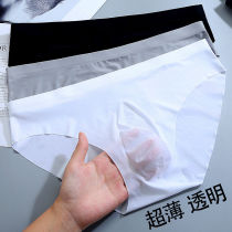 Triangle Pants Ice Silk Briefs Male transparent 3D No marks Low waist cool silk Fast sexy ultra slim summer Summer breathable