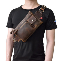 Mens running bag Multifunction Bag Leather Leisure Outdoor Sports Satchel Bag Korean Casual Cowhide Mobile running bag