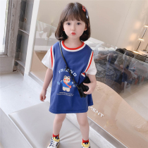 2021 new girls basketball fake two-piece dress summer Women baby T-shirt skirt foreign style sports style children t