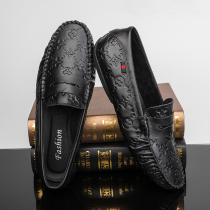 2022 spring summer genuine leather bean-bean shoes mens soft bottom business casual leather shoes Mens Korean version set foot sloth breathable wave shoes