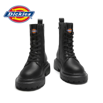 Dickies Martin boots female leather winter plus velvet warm two cotton shoes Joker non-slip mid-boot children British