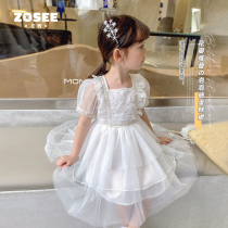 Left West Childrens clothing Girls  dress Childrens skirt Bubble sleeve mesh princess dress large childrens summer clothes 2021 new