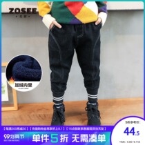 Left West boy plus velvet jeans childrens pants padded padded winter winter children Foreign style winter clothes 2021 New