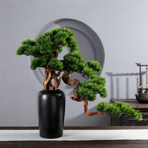 New Chinese simulation welcome pine Living room entrance Arhat pine Bonsai Office green plant ornaments Hotel cliff cypress plant