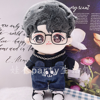 taobao agent Suspenders, cotton doll, necklace, square glasses, 20cm, cat