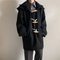 Horn buckle coat gentle killer home with 20% wool woolen tweed DK JK loose a type super thin warm winter