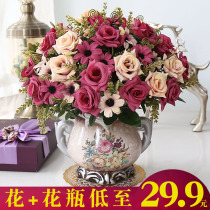 Living room decoration European-style plastic simulation floral swing piece room furnishing dry bouquet potted tea table fake flowers