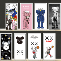 Violent Bear Sesame Street kaws Little Daisy tide brand door sticker creative self-adhesive waterproof toilet glass door sticker