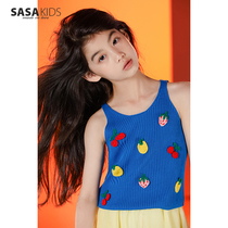 SASAKIDS custom girls summer ice cool silk fruit crocheted holiday vest casual Joker sweet girl short top