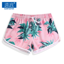 Beach pants men can go into the water loose seaside holiday pink size quick-dry couple shorts womens swimming pants flower pants tide tide