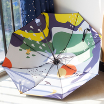 Graffiti umbrella folding umbrella Sunscreen UV protection barometer rain dual-use sun umbrella Three-fold umbrella Female parasol personality male