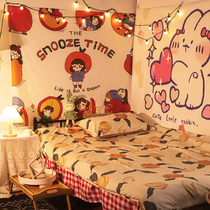 Girl Net red background cloth oversized ins hanging cloth live room bedside wall cloth dormitory decoration cloth cute