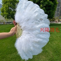 Customized retro ostrich fan fan dance bar performing feather fan net red flagrobe live photo folding fan