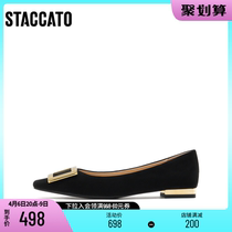 Thagatu new commuter retro square head flat bottom shoes single shoe woman suede leather C2503CQ1