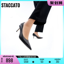 Thagatu 2022 spring new custard commuter fine heels with single shoe temperament womens leather shoes ED301AQ2