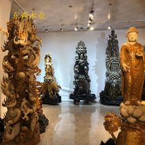  Cliff cypress root carving ornaments Living room Jinshinan carving crafts Guan Gong ebony lucky big wood carving Guanyin statue of God and Buddha