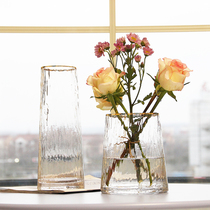 Nordic light luxury glass vase Transparent living room flower arrangement Lily rich bamboo rose flower vase table decoration