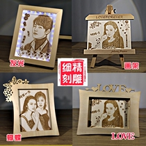 Lettering gift photo album custom wood portrayed couple wooden wooden wooden photo frame girlfriend wood carving engraving machine
