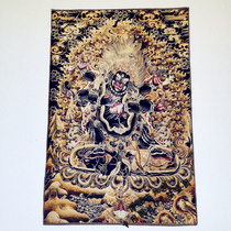  Thangka Gold silk embroidery Brocade Tantric embroidery Black gold six-armed Mahagala Great Black Sky Guardian Statue