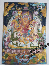Tibetan Tantric Buddha statue Weaving Splendid Silk Embroidery Nepal Treasure King Huang Caishen Thangka Portrait