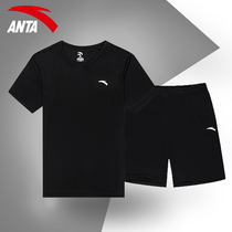 Anta Sports Suit Mens Wear Short Sleeve Shorts Mens Summer Breathable Running Suit Gym Official Flagship Two Sets