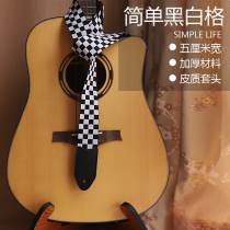 Folk acoustic guitar strap men and women black and white plaid strap Shoulder strap messenger electric guitar widened and thickened