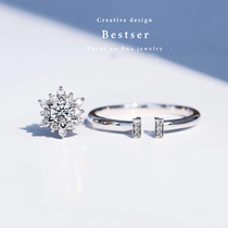 Bi color Bsetser (snowflake) pendant two wear main stone 20 points sub Stone 15 points diamond ring female diamond ring