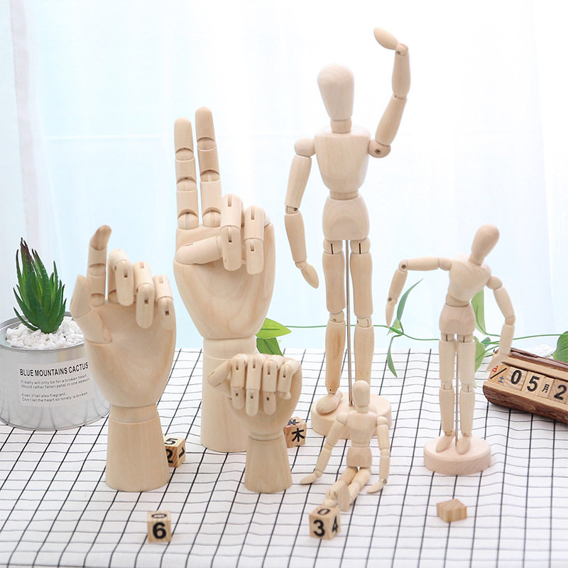 High-joint man model swings 12 inch joint puppet human hand-held wooden hand-moving art painting sketch comics