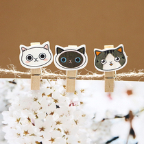 Diy clip hemp rope hanging photo wall decoration creative letter clock Cat love small wooden clip Message clip