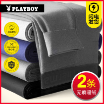 Flowers Playboy mens autumn pants Develed spring autumn cotton wool line pants thin undershirt undershirt warm pants thickened with velvety pants