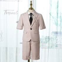 Childrens suit suit male summer boy dress host costume little boy catwalk suit piano performance suit