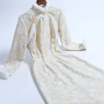 Qi Wei improved winter cheongsam women plus velvet padded 2022 new young girl Guofeng winter dress