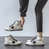 Korean version of the new Star board shoes leather wild ladies autumn and winter high shoes small white shoes casual sports retro womens shoes