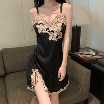 Sleeping Skirt Harnesses Summer 2022 New Pyjamas Palace Wind Embroidered closets Lean Wrap Hip Open Fork Womens Clothing Home Clothing